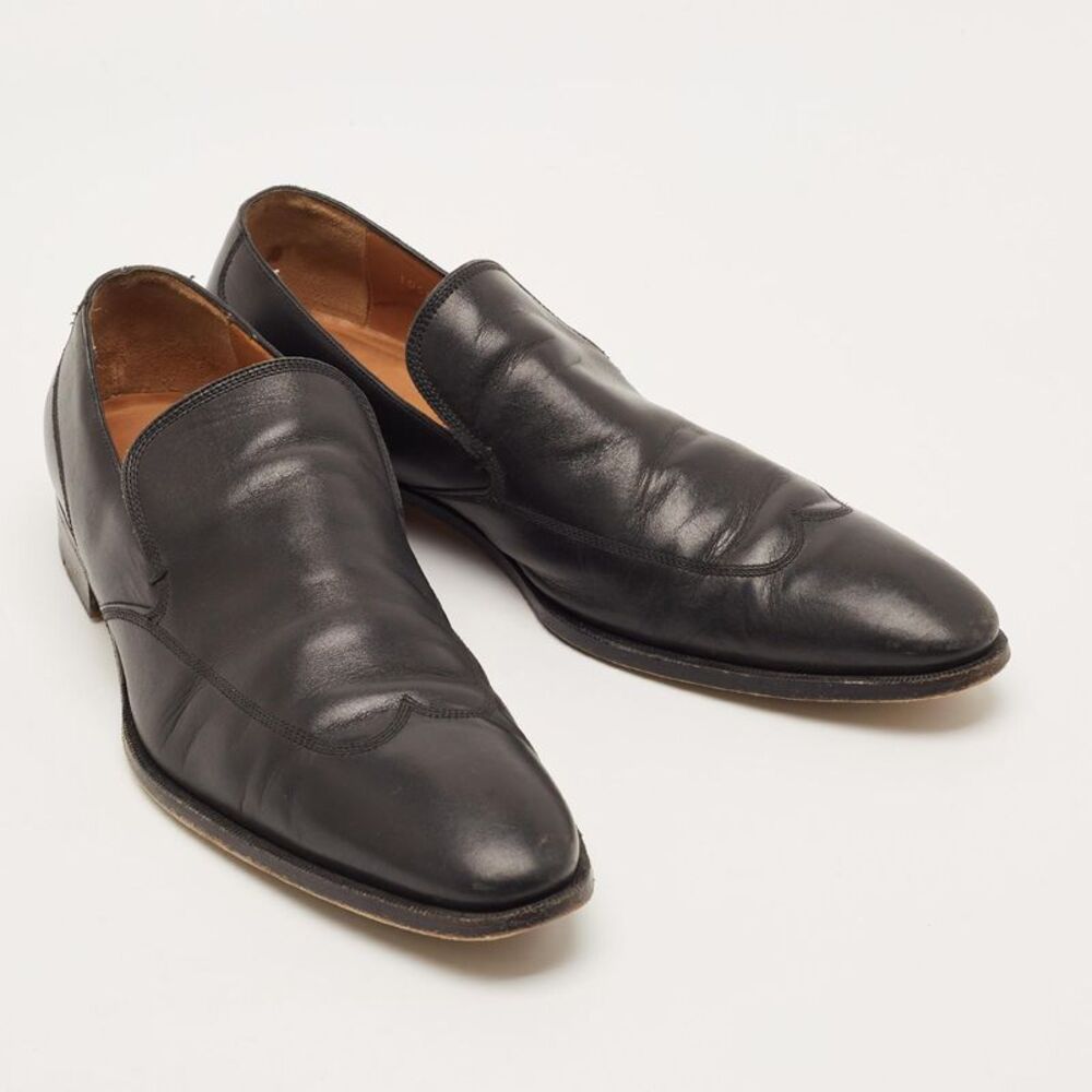 Gucci Size 45.5 Black Leather Slip On Loafers - Picture 4 of 7